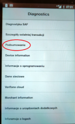 Informacje po włączeniu Diagnostics w Elzab K2Pay
