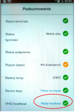 Zaznaczona opcja do wysłania Heartbeat na kasie fiskalnej Elzab K2Pay