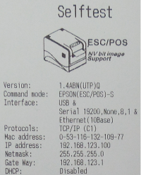 Wydruk testowy z podłączonej drukarki paragonowej Elzab