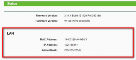 Przykładowe okno z ustawieniami routera