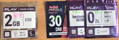 Przestawione karty SIM które mogą zostać użyte w kasie fiskalnej Elzab K10.