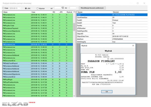 Przykładowy odczyt danych z pamięci chronionej programu analiza sprzedaży