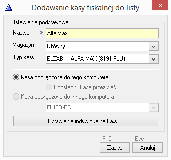 Dodawanie kasy fiskalnej Elzab do WFMag