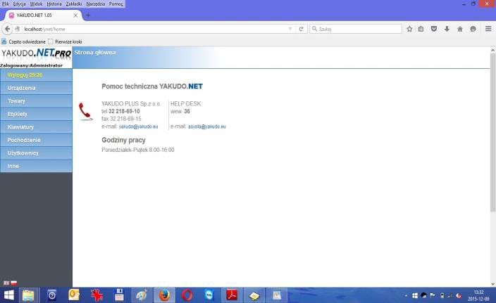 Okno programu YAKUDO do zarządzania wagami etykietującymi Datecs