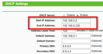 Przykładowe okno z konfiguracją sieciową routera