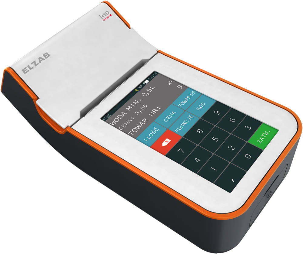 Kasa fiskalna Elzab K10 Online w kolorze biało-pomarańczowym