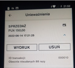 Drugi krok w unieważnieniu transakcji na Elzab K2Pay