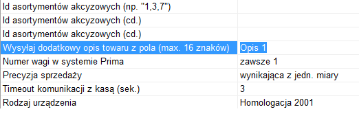 Wysyłanie dodatkowego opisu pola na Elzab Mini