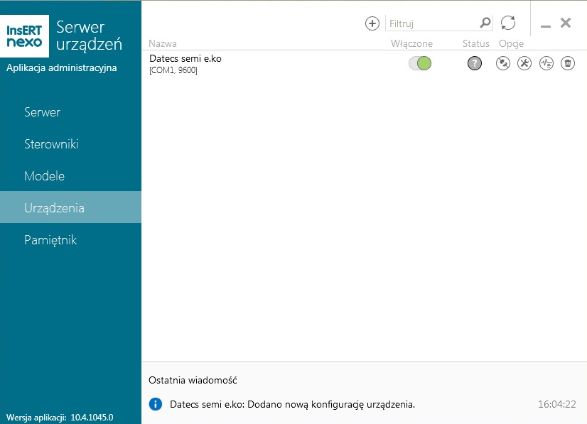 Jak wygląda okno z poprawnie dodaną kasą fiskalną