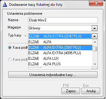 Dodanie kasy fiskalnej Elzab do WFmag
