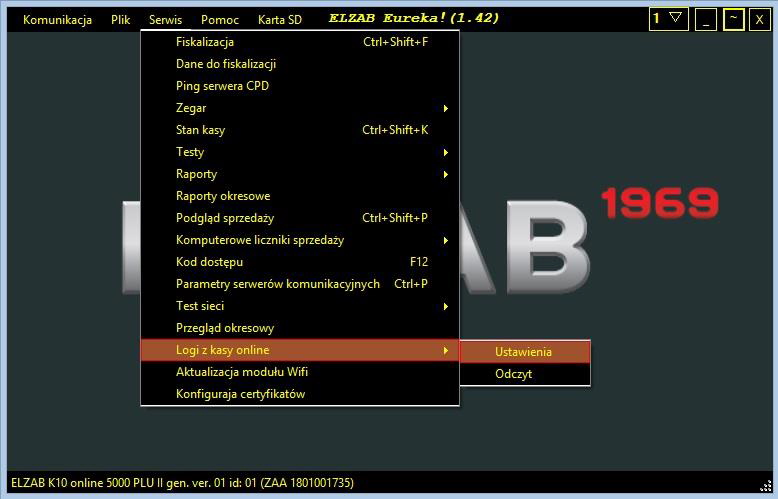 Włączenie logów na kasie fiskalnej Elzab w programie Eureka