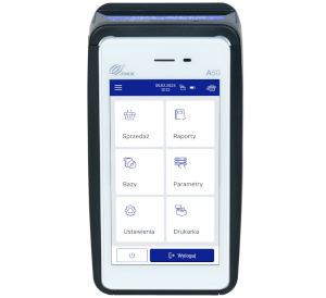 Kasoterminal Posnet PosPay2 Online. Widok od góry z aplikacją Posnet.