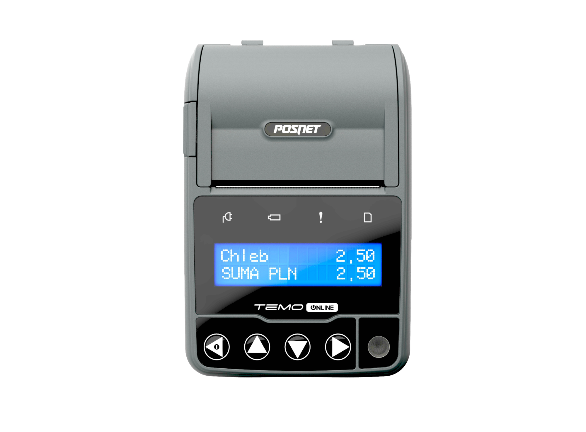 Mobilna drukarka fiskalna Posnet Temo Online idealna do pracy w terenie. Ekran i interfejs kasjera.