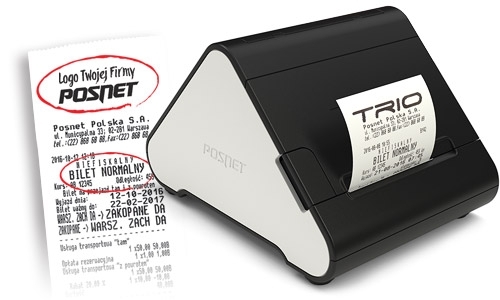 Drukarka fiskalna Posnet Trio Online – widok od strony klienta z wydrukowanym paragonem