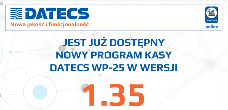 Aktualizacja programu pracy kasy fiskalnej Datecs WP-25 Plus Online